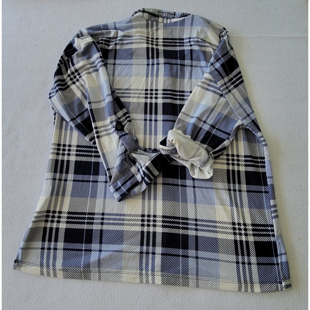 New York Laundry Womens Blue and White Plaid Shirt Size Large Size 3X - Picture 9 of 10